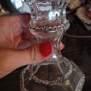 Crystal Candle Holder with Silver Detailing